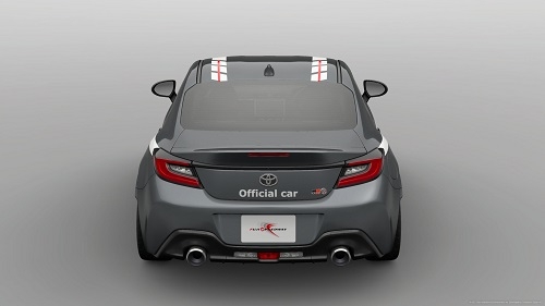 後ろから見た車